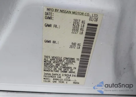 2018 Nissan Altima 2.5 S из США, поврежденный, VIN 1N4AL3APXJC190436